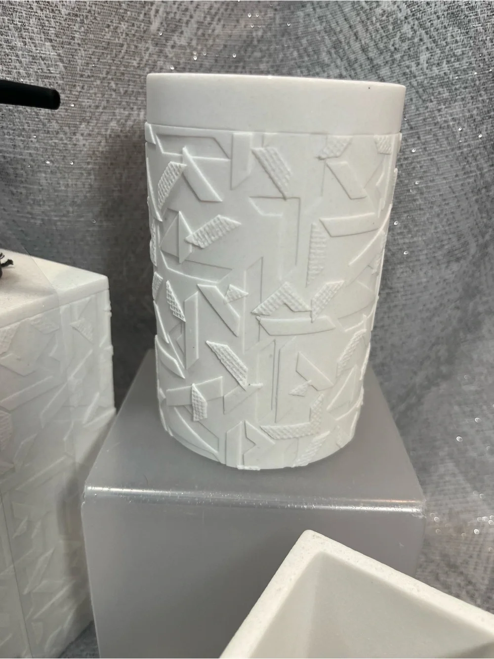 Karl Lagerfeld White Textured Bath Vanity Set